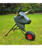 Bullfighting cart for children, with real horns and folding.