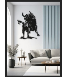 Taureau de combat décoratif en MDF avec effet fer forgé