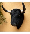 Cabeza de toro negro con cuernos reales para decoración