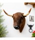 Cabeza de toro Marrón con cuernos reales para decoración
