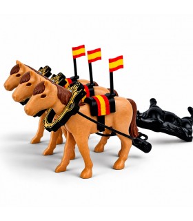 Mules de trois chevaux pour traîner des taureaux à échelle playmobil