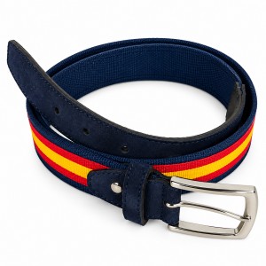 Cinturón de piel azul, con bandera de España