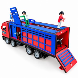 Camion de taureau de jouet « premium » avec des cages et la rampe arrière